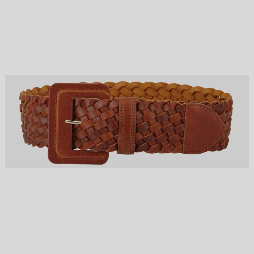 Women’s Most Wanted MW Brown Tan Woven Braided Wide Leather Belt NWT M